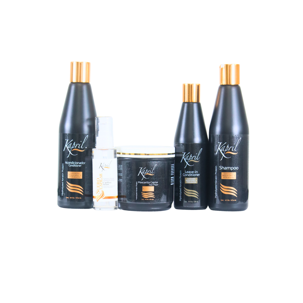 Kit Kapril Línea Keratina | Rutina Laceadora y Reparadora en 5 Pasos -32oz